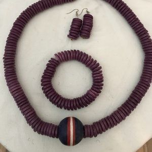 Hand crafted beaded necklace  set made in Ghana